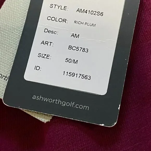 Ashworth NWT Golf Men’s 1/4 zip cotton vest, oversized Medium in the color Berry - Picture 11 of 12